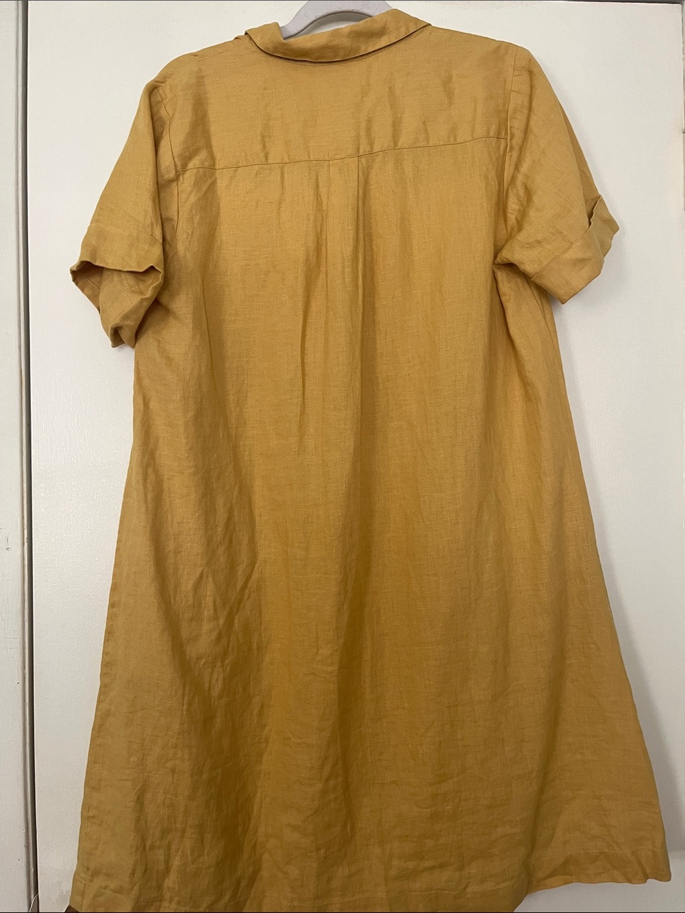 J. Jill Mustard Yellow Linen Button-Front Shirt dress - Picture 3 of 5